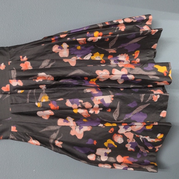 sz 6 Grey floral tea length dress sleeveless pockets fully lined hidden zipper - Picture 11 of 13